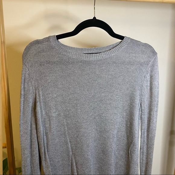 Gray Sweater with Extra Long Bell Tie Sleeves, XS - Picture 3 of 11